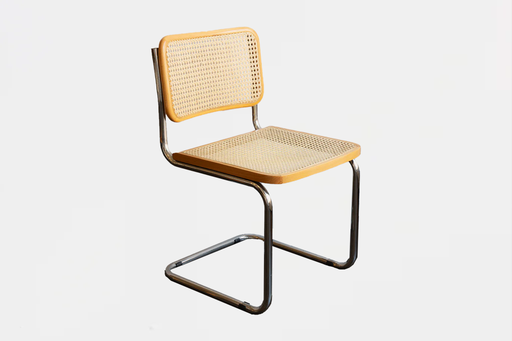 Chair with wicker seat and backrest on a white background