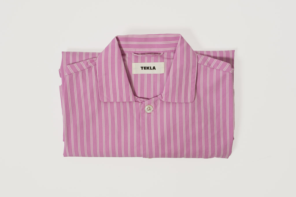 Purple Pink Stripes Cotton Poplin Pyjamas Shirt