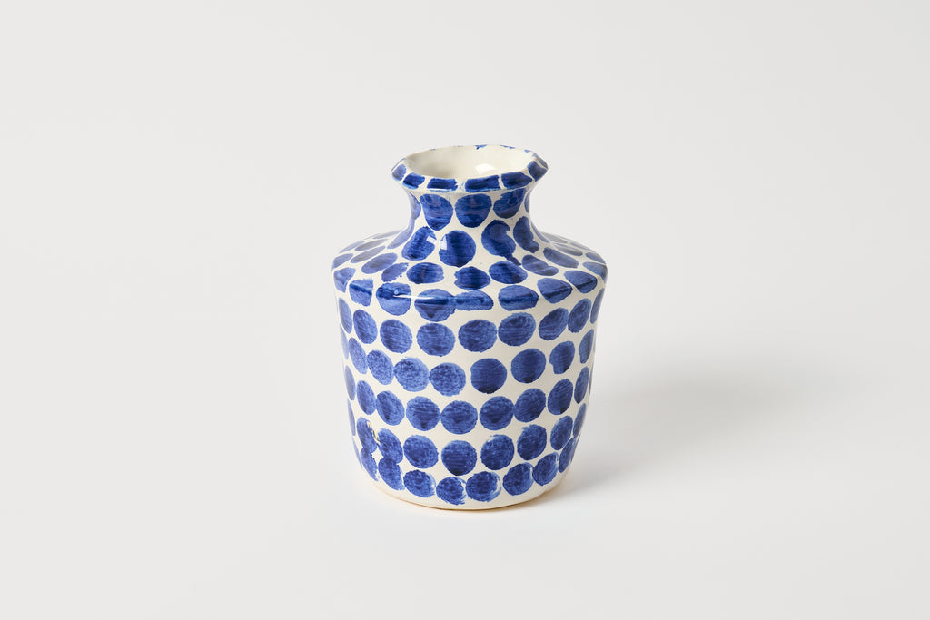 Large Cobalt Dotted Vase