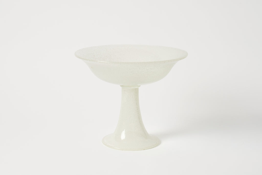 Seguso White Glass Pedestal Bowl