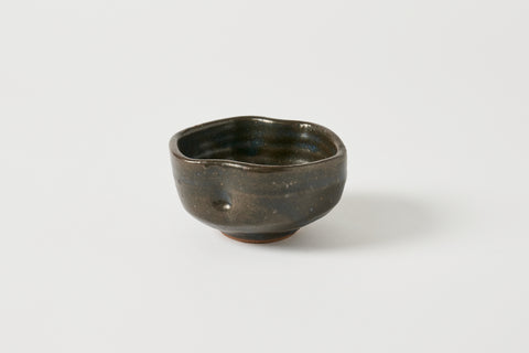 Warren MacKenzie Lobed Rim Black Bowl Stamped