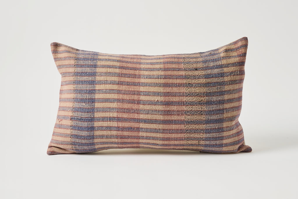 Vintage Grain Sack Lumbar Pillow Blue/Red