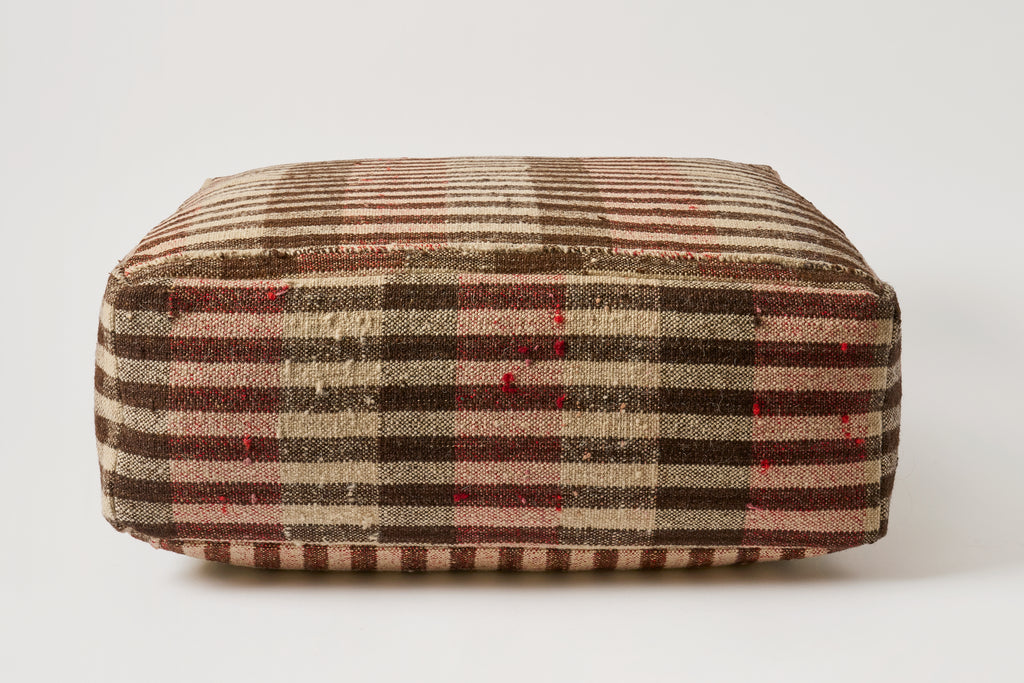 Vintage Grain Sack Pouf E.