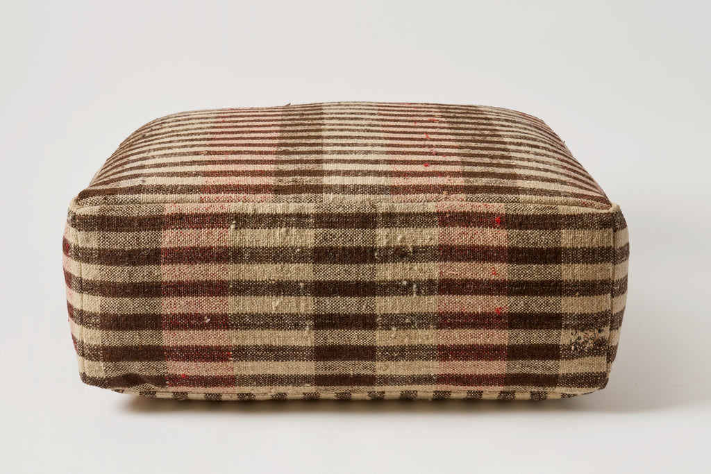 Vintage Grain Sack Pouf E.