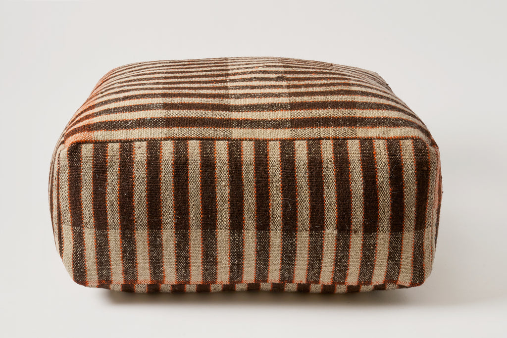 Vintage Grain Sack Pouf D.