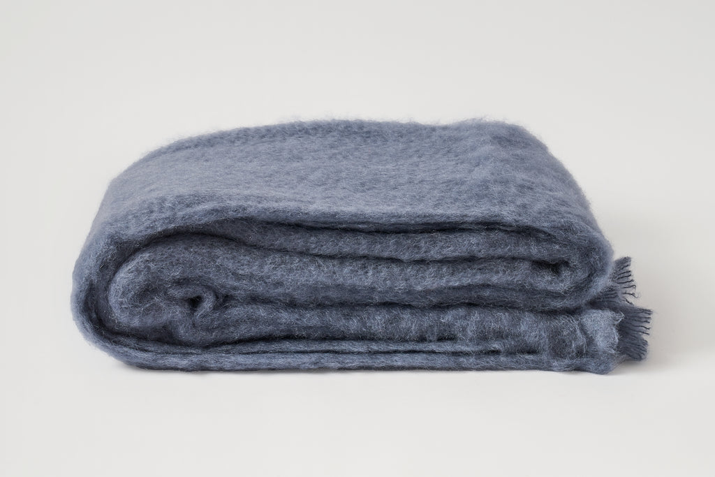Mohair Lisos Throw - Slate Blue
