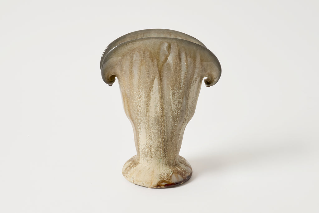 fan shaped vase in grey glaze 