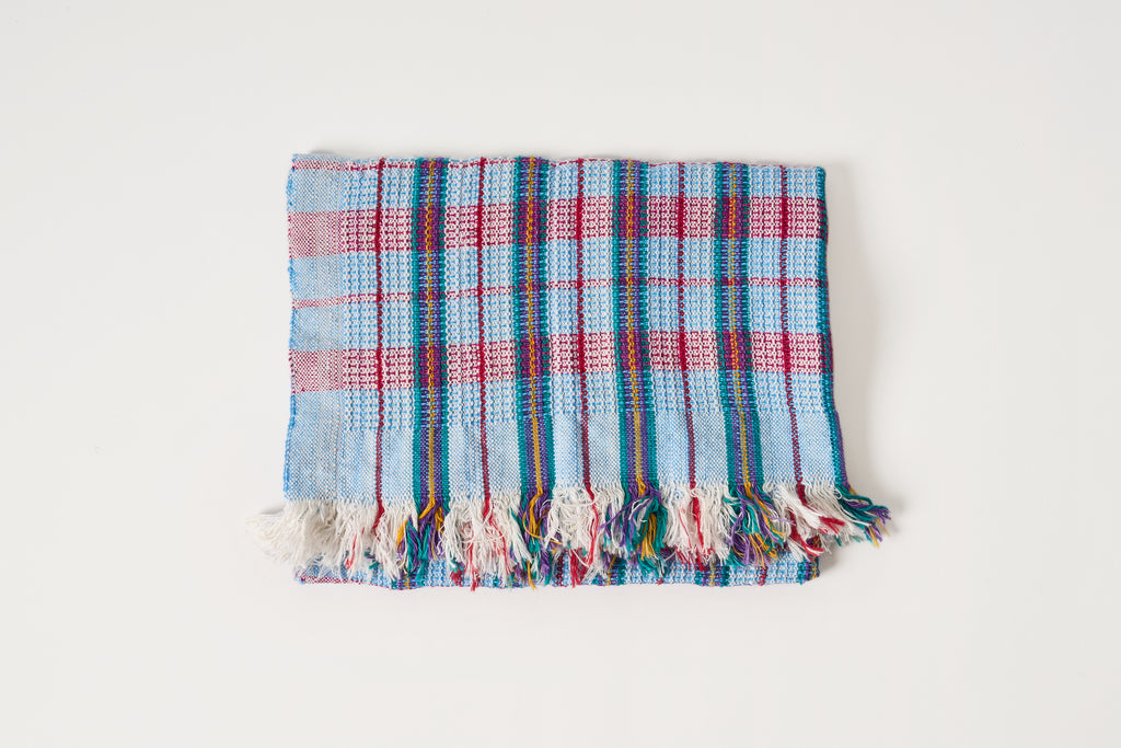 Small Plaid Towels - Bright Blue