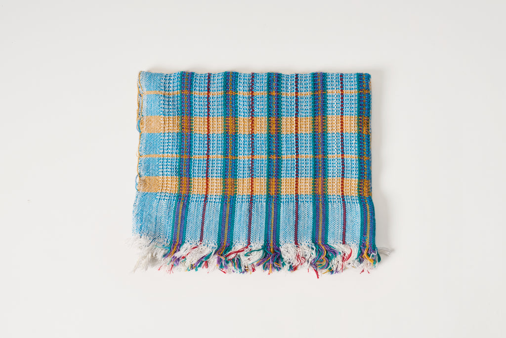 Small Plaid Towels - Bright Blue