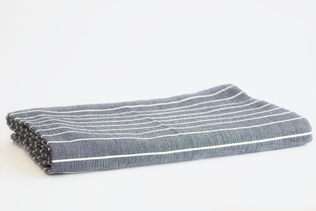TPE Tablecloth Navy with Natural Stripe
