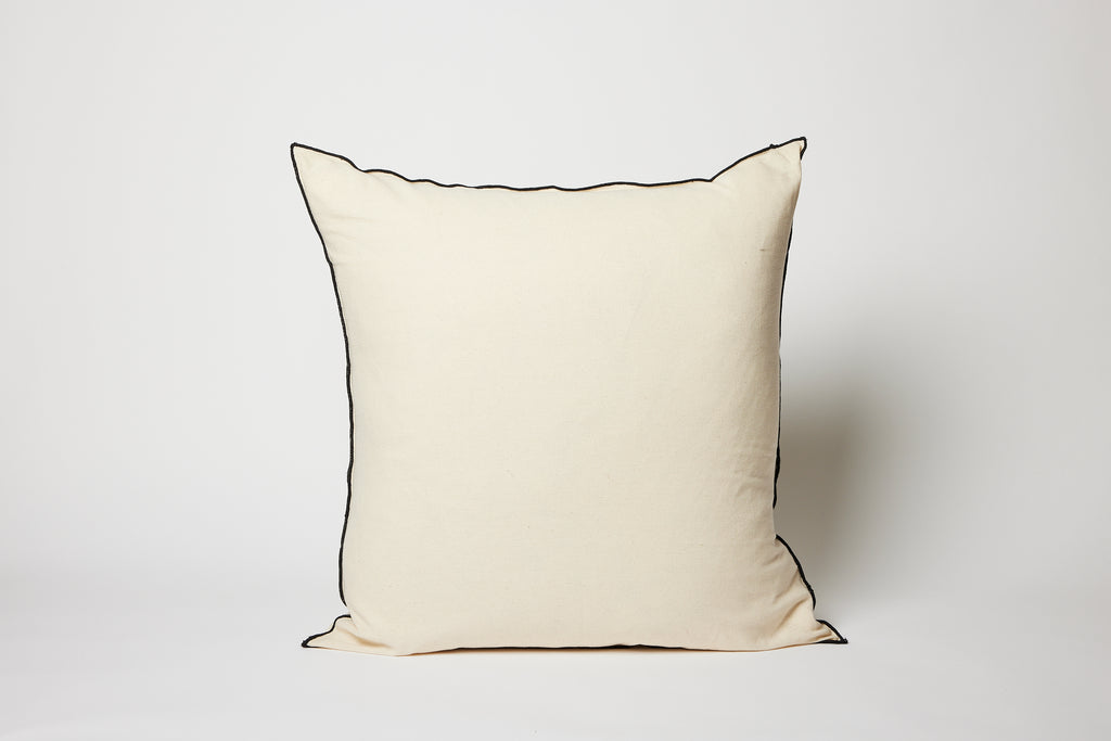 Plain Off White with Black Overlocking 20 x 20 Pillow