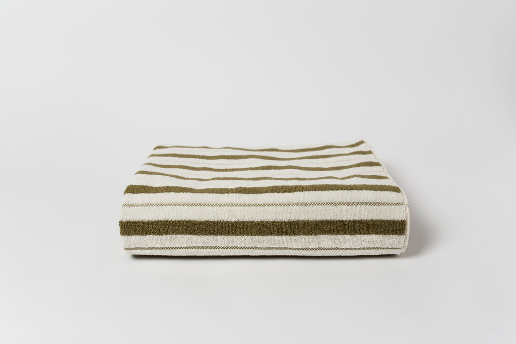 Bath Mat in Caper& Chalk Stripe